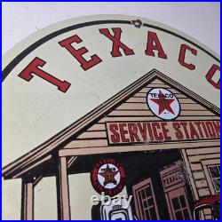 Vintage Texaco Gasoline Advertisement Sign Gas Service Station Porcelain Sign