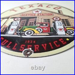 Vintage Texaco Gasoline Advertisement Sign Gas Service Station Porcelain Sign