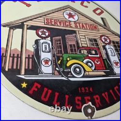 Vintage Texaco Gasoline Advertisement Sign Gas Service Station Porcelain Sign