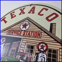 Vintage Texaco Gasoline Advertisement Sign Gas Service Station Porcelain Sign