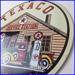 Vintage Texaco Gasoline Advertisement Sign Gas Service Station Porcelain Sign