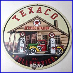 Vintage Texaco Gasoline Advertisement Sign Gas Service Station Porcelain Sign