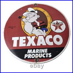 Vintage Texaco Gasoline Advertisement Sign Popeye Gas Pump Porcelain Sign