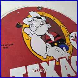 Vintage Texaco Gasoline Advertisement Sign Popeye Gas Pump Porcelain Sign