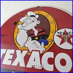 Vintage Texaco Gasoline Advertisement Sign Popeye Gas Pump Porcelain Sign