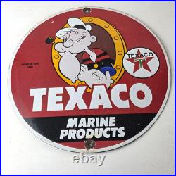 Vintage Texaco Gasoline Advertisement Sign Popeye Gas Pump Porcelain Sign