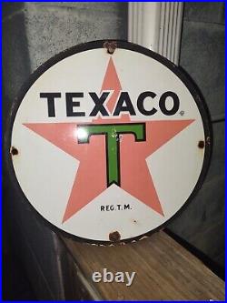 Vintage Texaco Gasoline Advertising Porcelain Metal Pump Plate Sign