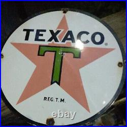 Vintage Texaco Gasoline Advertising Porcelain Metal Pump Plate Sign