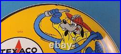 Vintage Texaco Gasoline Fire Chief Porcelain Goofy Gas Pump Convex Sign