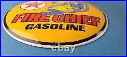 Vintage Texaco Gasoline Fire Chief Porcelain Goofy Gas Pump Convex Sign