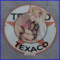 Vintage Texaco Gasoline Fuel Filling Station Porcelain Gas & Oil Pump Sign