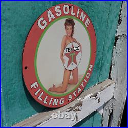Vintage Texaco Gasoline Fuel Filling Station Porcelain Gas & Oil Pump Sign