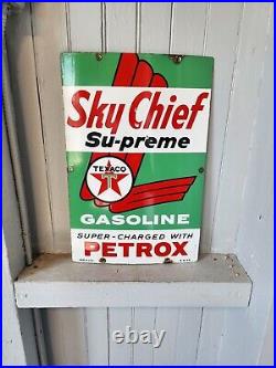 Vintage Texaco Gasoline Gas Pump Plate Sky Chief Supreme Pet Rox