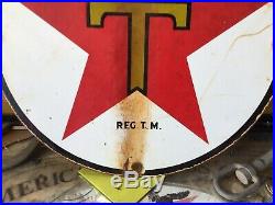 Vintage Texaco Gasoline Gas Pump Porcelain Sign 12 In