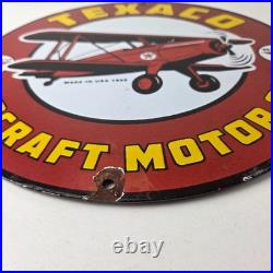 Vintage Texaco Gasoline Gas Pump Sign Aircraft Motor Oil Porcelain Sign