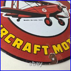 Vintage Texaco Gasoline Gas Pump Sign Aircraft Motor Oil Porcelain Sign