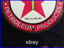 Vintage Texaco Gasoline / Motor Oil Porcelain Gas Pump Sign
