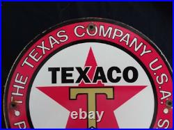 Vintage Texaco Gasoline / Motor Oil Porcelain Gas Pump Sign