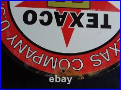 Vintage Texaco Gasoline / Motor Oil Porcelain Gas Pump Sign