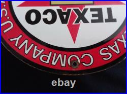 Vintage Texaco Gasoline / Motor Oil Porcelain Gas Pump Sign