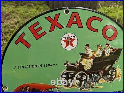 Vintage Texaco Gasoline & Motor Oil Porcelain Metal Gas Pump Sign