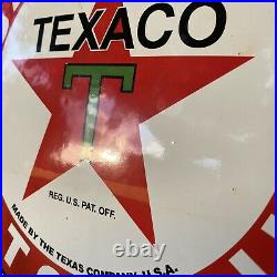 Vintage Texaco Gasoline Motor Oil Porcelain Metal Sign USA Gas Pump Plate