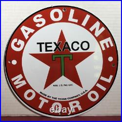 Vintage Texaco Gasoline Motor Oil Porcelain Sign Gas Pump