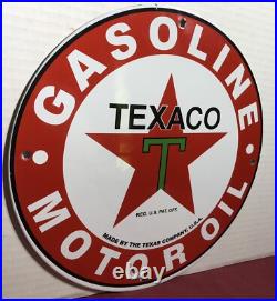 Vintage Texaco Gasoline Motor Oil Porcelain Sign Gas Pump