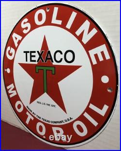 Vintage Texaco Gasoline Motor Oil Porcelain Sign Gas Pump