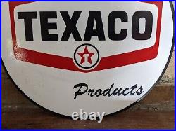 Vintage Texaco Gasoline Motor Oil Product Porcelain Gas Station Pump Sign 12