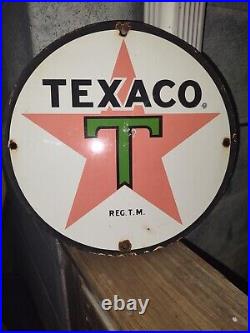 Vintage Texaco Gasoline Motor Oil Service Station Porcelain Pump Plate Sign