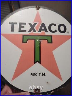 Vintage Texaco Gasoline Motor Oil Service Station Porcelain Pump Plate Sign