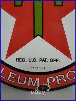 Vintage Texaco Gasoline Motor oil pump plate porcelain sign