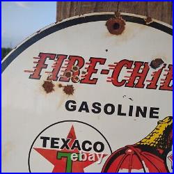 Vintage Texaco Gasoline Oil Advertisin Service Station Porcelain Pump Plate Sign