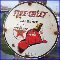 Vintage Texaco Gasoline Oil Advertisin Service Station Porcelain Pump Plate Sign