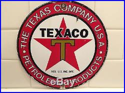 Vintage Texaco Gasoline Oil Gas Pump Plate Porcelain Enamel Metal Sign
