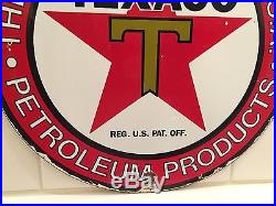Vintage Texaco Gasoline Oil Gas Pump Plate Porcelain Enamel Metal Sign