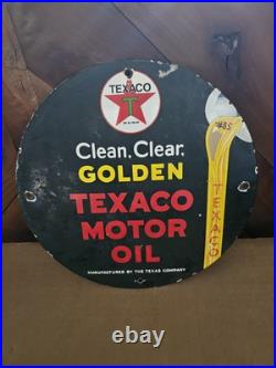 Vintage Texaco Gasoline Porcelain 12 Golden Gas Motor Service Station Pump Sign Vintage Texaco Gasoline Porcelain 12 Golden Gas Motor Service Station Pump Sign