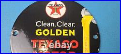 Vintage Texaco Gasoline Porcelain 6 Golden Gas Motor Service Station Pump Sign