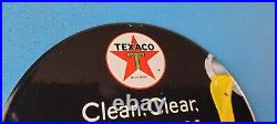 Vintage Texaco Gasoline Porcelain 6 Golden Gas Motor Service Station Pump Sign