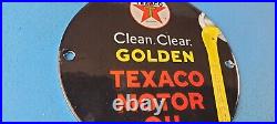 Vintage Texaco Gasoline Porcelain 6 Golden Gas Motor Service Station Pump Sign