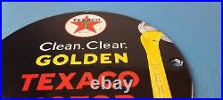 Vintage Texaco Gasoline Porcelain 6 Golden Gas Motor Service Station Pump Sign