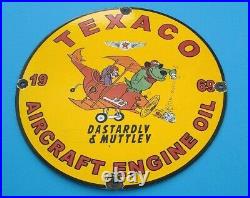 Vintage Texaco Gasoline Porcelain Aircraft Engine Oil Pump Plate Service Sign