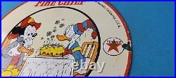 Vintage Texaco Gasoline Porcelain Birthday Mickey Mouse Disney Gas Pump Sign