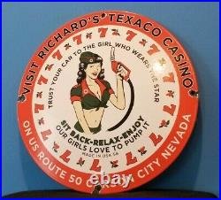 Vintage Texaco Gasoline Porcelain Casino Gas Oil Route Service Station Pump Sign Vintage Texaco Gasoline Porcelain Casino Gas Oil Route Service Station Pump Sign