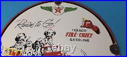 Vintage Texaco Gasoline Porcelain Dogs Fire Chief Gas Service Station Pump Sign