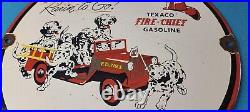 Vintage Texaco Gasoline Porcelain Dogs Fire Chief Gas Service Station Pump Sign
