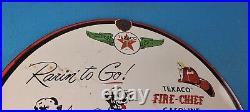 Vintage Texaco Gasoline Porcelain Dogs Fire Chief Gas Service Station Pump Sign