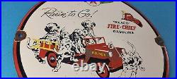 Vintage Texaco Gasoline Porcelain Dogs Fire Chief Gas Service Station Pump Sign