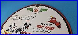Vintage Texaco Gasoline Porcelain Dogs Fire Chief Gas Service Station Pump Sign